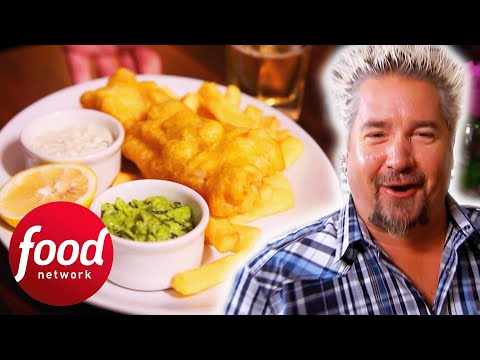 Guy Fieri Explores Twists On Classic British Cuisine | Diners, Drive-Ins And Dives