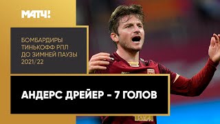 Все голы Андерса Дрейера в первой части сезона Тинькофф РПЛ 2021/22