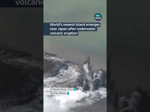 World’s newest island emerges near Japan after underwater volcanic eruption #itvnews #japan #volcano