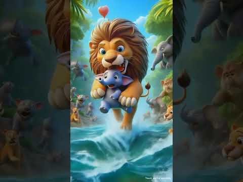 शेर ने बचाई हाथी के बच्चे की जान 🦁🐘 | Jungle Story 🐘| #CartoonStory#ai#aivideo#cartoon#Shorts