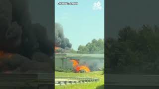 A tanker explosion in Columbus closes highways, black smoke seen for miles
