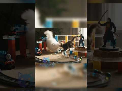 Persian & Maine Coon Kittens Play with Thomas the Train & Marble Run! 🐱🚂🎢 #asmrkittens