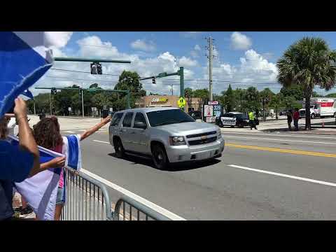 Israeli Prime Minister Benjamin Netanyahu motorcade enroute to see
Trump at Mar-a-lago