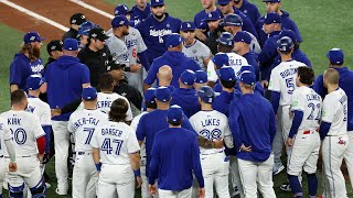 Benches clear in 2025 World Series Game 7 (Dodgers vs. Blue Jays)