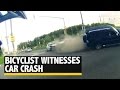 Watch : Bicyclist Witnesses Aweful Accident at an Intersection