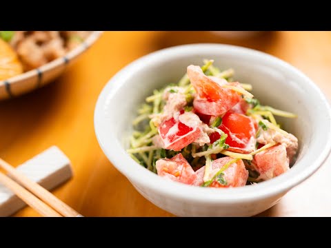 【豆苗簡単レシピ】たった10分!無限に食べられる♪チンして和えるだけ。