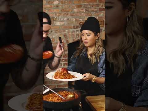 Chef Esther Choi makes the viral ASSASSIN'S SPAGHETTI recipe with Babish 🔥🍝💀