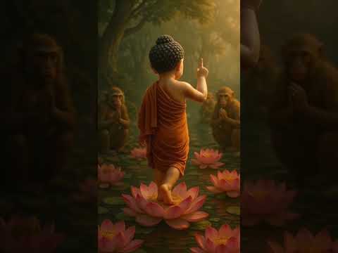 Sacred First Steps of Prince Siddhartha 🌸 #Buddha #PrinceSiddhartha #DivineBirth #shorts