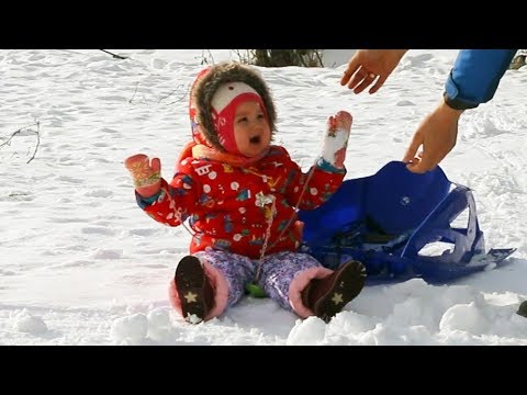 Baby's First Snowball Fight Gone WRONG - Cute Baby Lile Playing For The First Tim in the Snow