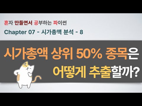 시가총액 분석(8부) - 코스피 전체 시가총액의 50%를 지배하는 핵심 기업들을 찾아라! Pandas 데이터 분석