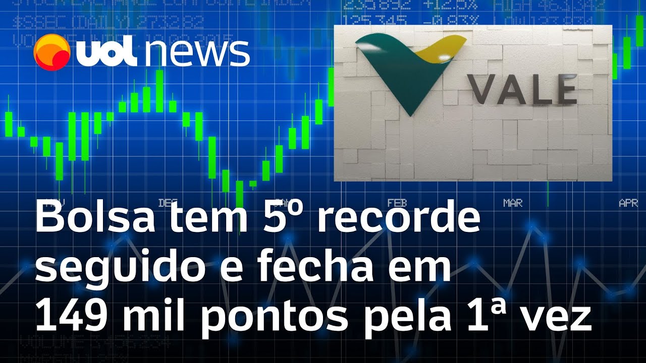 Bolsa fecha acima dos 149 mil e tem 5º recorde seguido e dólar fecha estável mercado reage a Vale