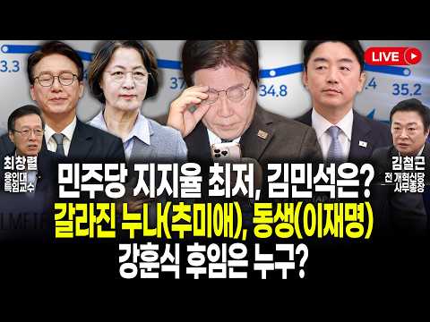 민주당 지지율 최저, 김민석은? 갈라진 누나(추미애)와 동생(이재명), 강훈식 후임은 누구?