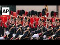British troops join French guards in ceremony at Elysee Palace for Entente Cordiale anniversary
