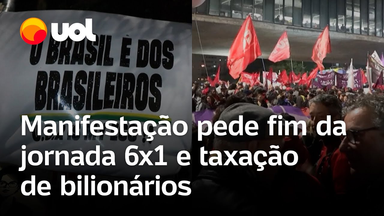Brasil tem protestos contra tarifaço dos EUA por taxação de super ricos e fim da jornada 6x1 vídeo