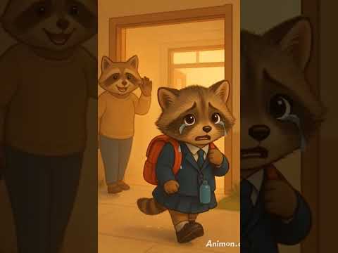 You’ll Cry and Smile Together | The Brave Little Raccoon’s First Day at school Adventure | Raccland
