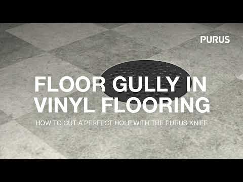Floor gully in vinyl flooring – How to cut a perfect hole with the Purus knife