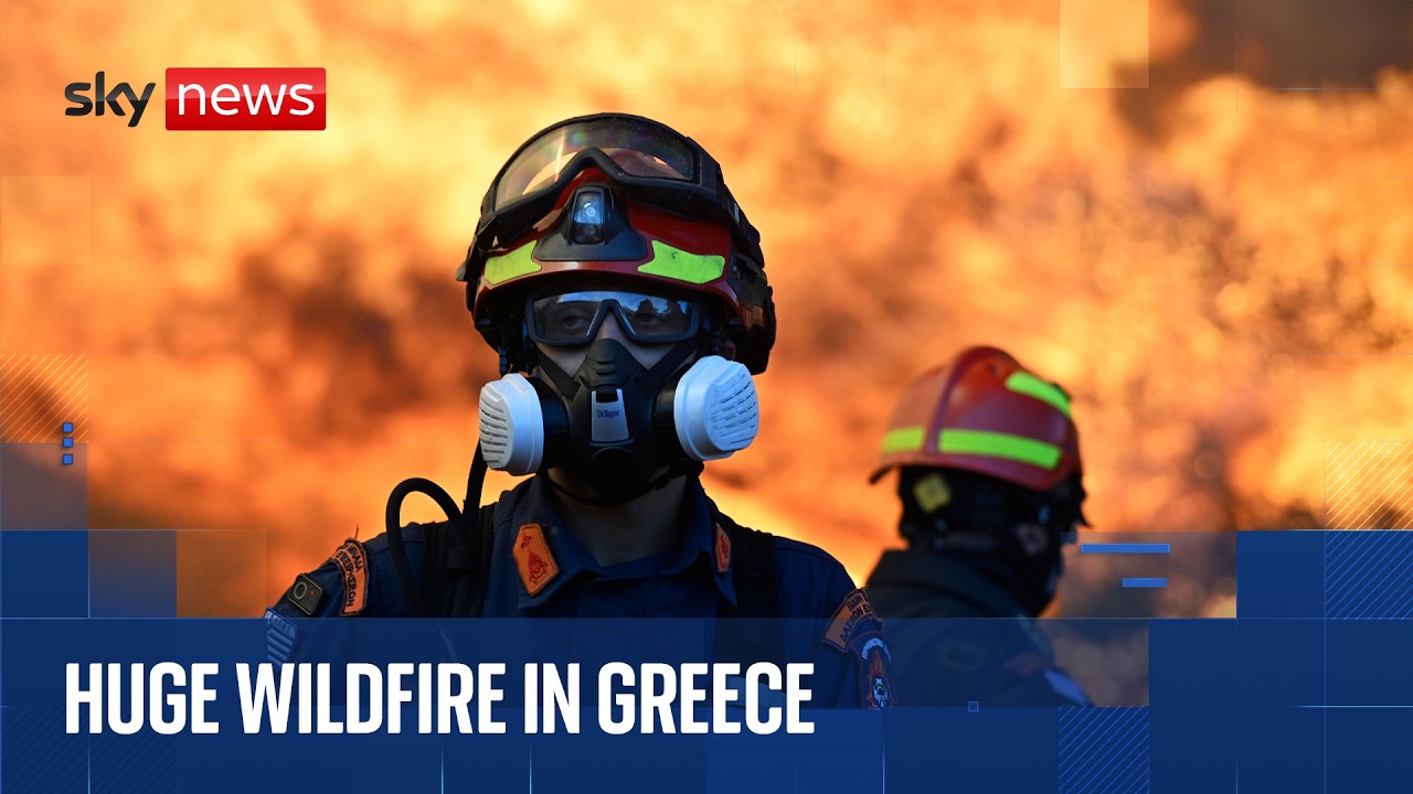 Major wildfire burns in Greece