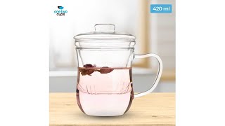 Pratinjau video produk One Two Cups Cangkir Teh Tea Cup Heat Proof with Infuser Filter 420ml - OTC42