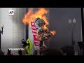 Netanyahu sculpture burned, crowd pepper sprayed during DC protest  - 01:14 min - News - Video