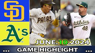 San Diego Padres vs. Oakland Athletics (06/10/24)  GAME HIGHLIGHTS | MLB Season 2024