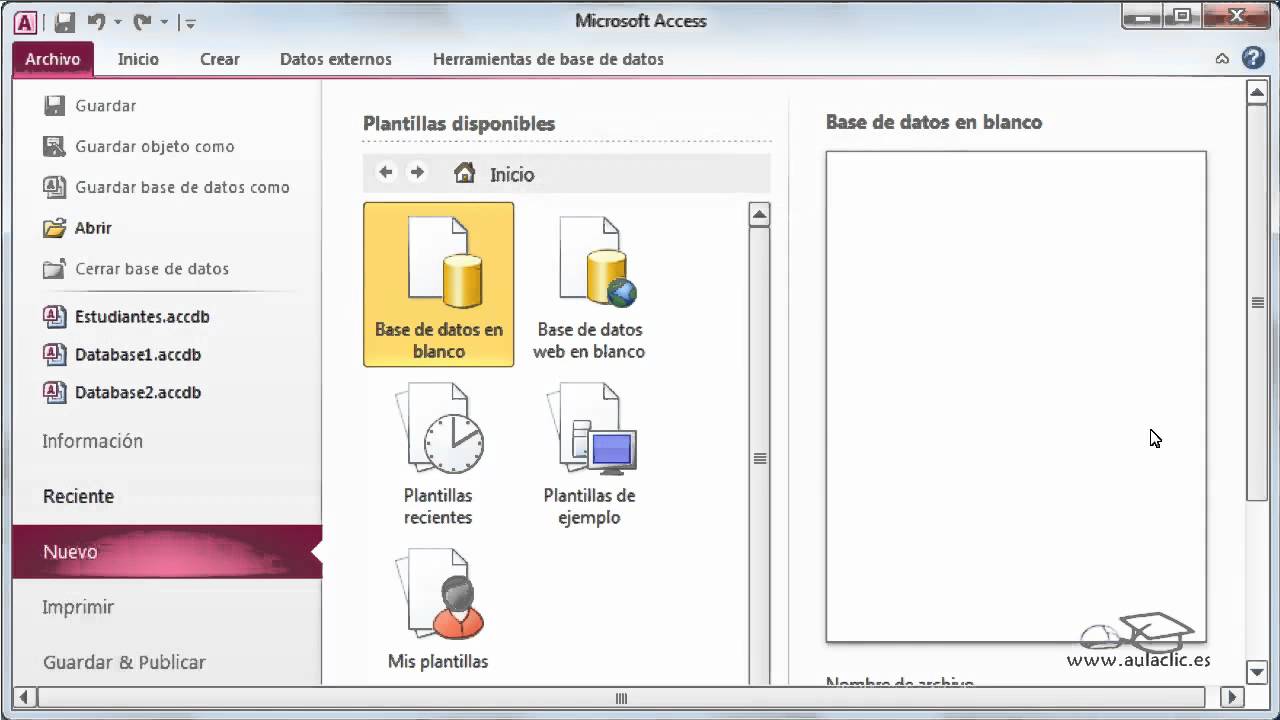 Curso De Access 2010 2 Crear Guardar Y Abrir Una Base De Datos Youtube 1710