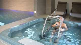 video Ceiling lift with body support for pools, independent use
