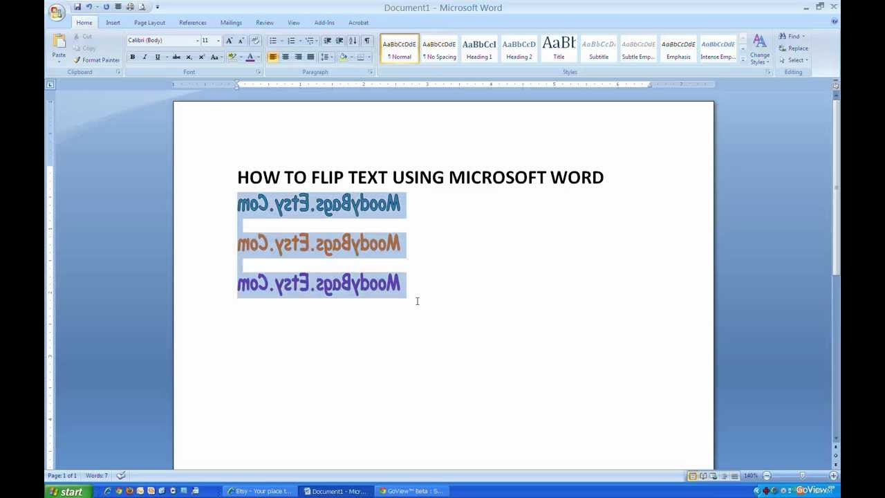 how-to-flip-or-reverse-text-using-microsoft-word-youtube