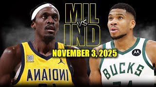 Milwaukee Bucks vs Indiana Pacers Full Game Highlights - November 3, 2025 | NBA Season