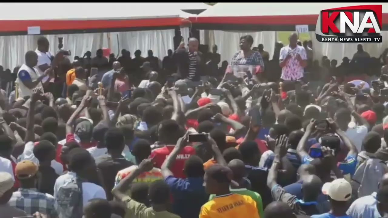 BABU OWINO FORCED TO SPEAK FOR A SECOND TIME AT OJWANG'S BURIAL AS MOURNERS CHANT HIS NAME IN UNISON