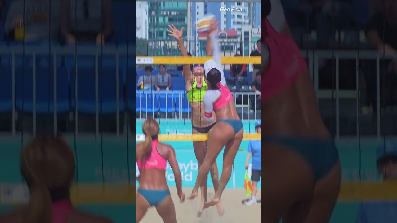 높은 점프력에 강력한 스파이크! Akishige(일본) #beachvolleyball #Akishige #japan #여자비치발리볼 #부산국제여자비치발리볼대회 #shorts