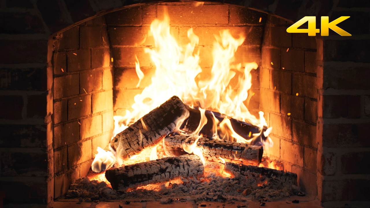 🔥 Gentle Flames Fireplace with Slow-Burning Logs and Peaceful Crackles for Serene Winter Holidays