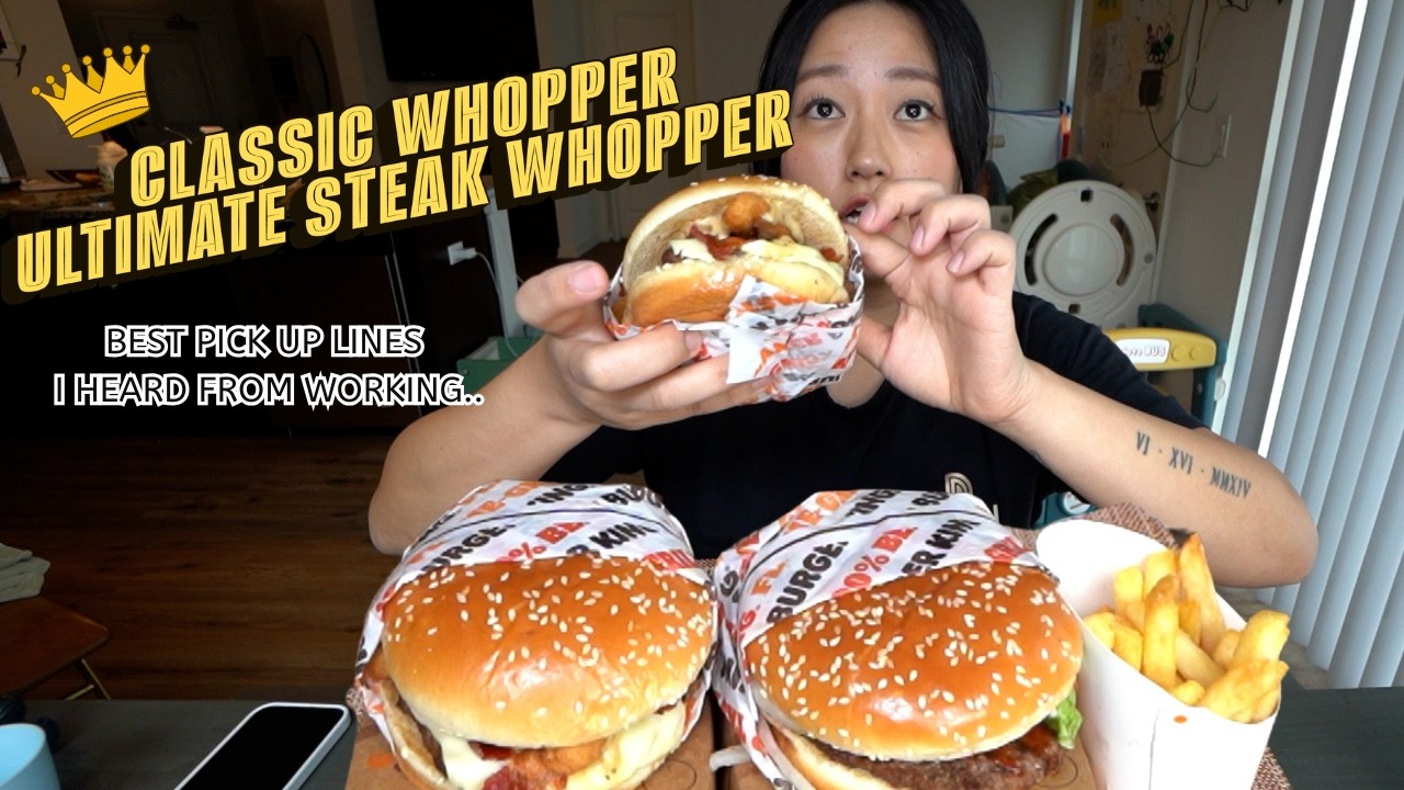 (mukbang) Classic Whopper & Ultimate Steak Whopper from Burger King ft. story time