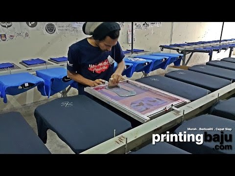 Screen printing t shirt with meja banting Presisi 