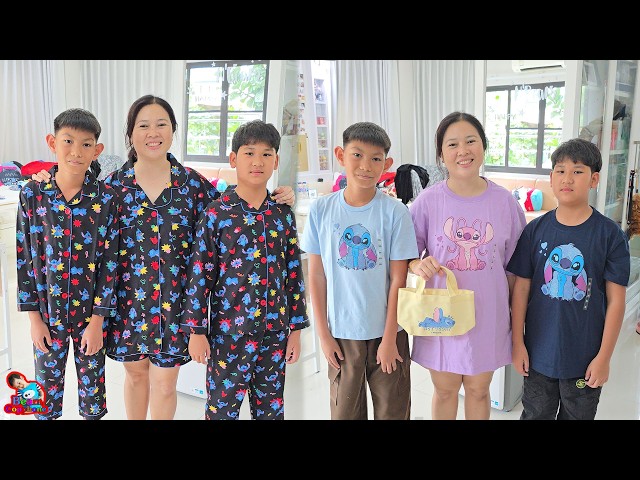 น้องบีม แกะกล่อง Disney ชุดนอน เสื้อยืด พาวเวอร์แบงค์ Stitch