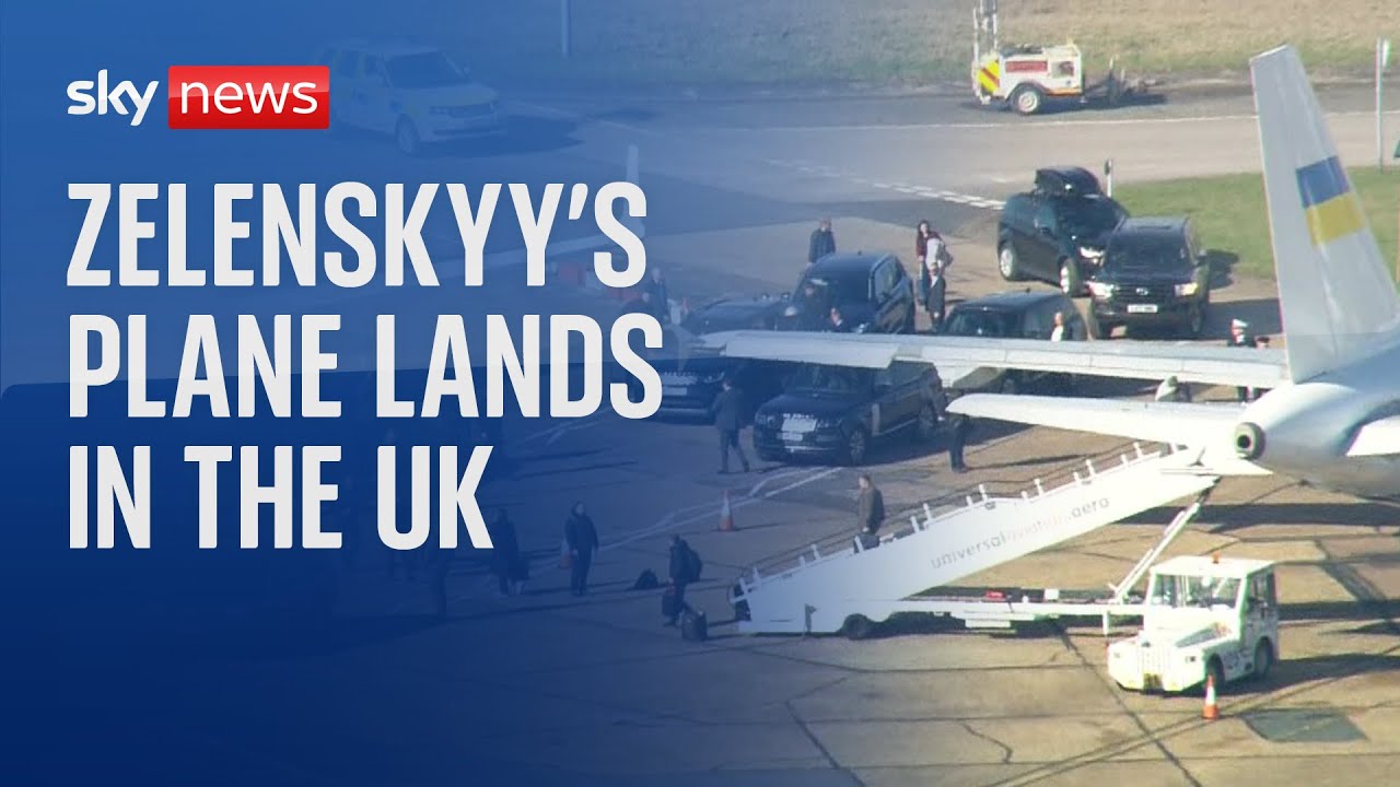 Volodymyr Zelenskyy's plane lands in UK ahead of major summit in London