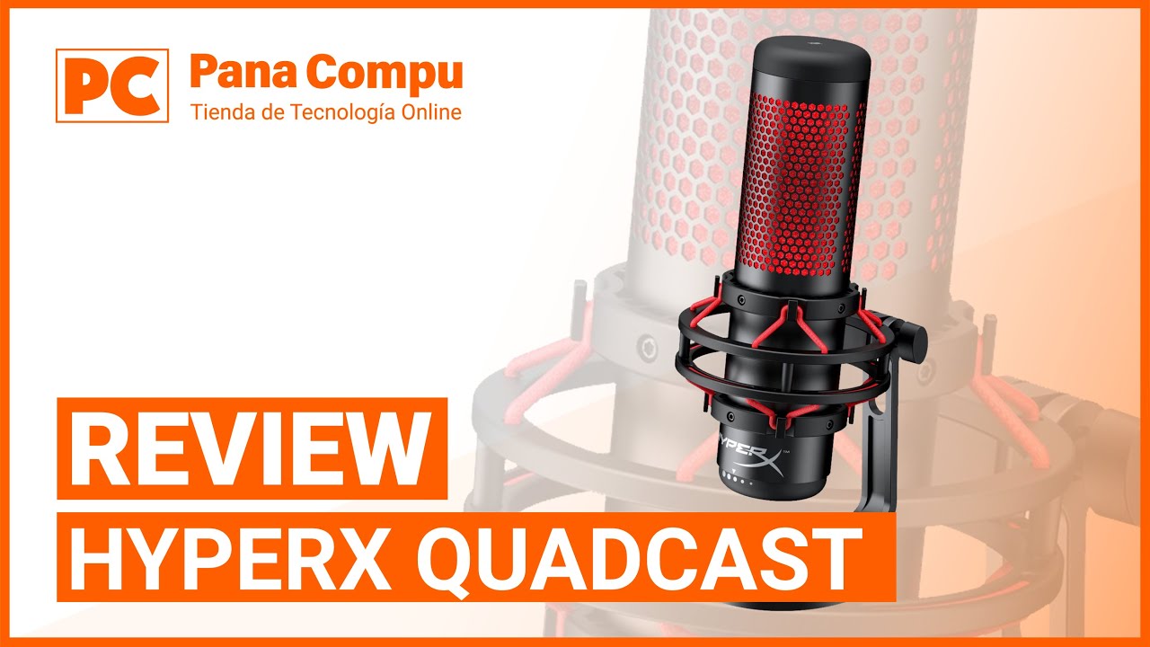 Video HyperX QuadCast  - Micrófono, Negro y Rojo, Micrófono de condensador electret(Tres condensadores de 14mm), Estéreo, Omnidireccional, Cardioide, Bidireccional, USB