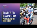 Ranbir Kapoor Rides E-Bike In Mumbai