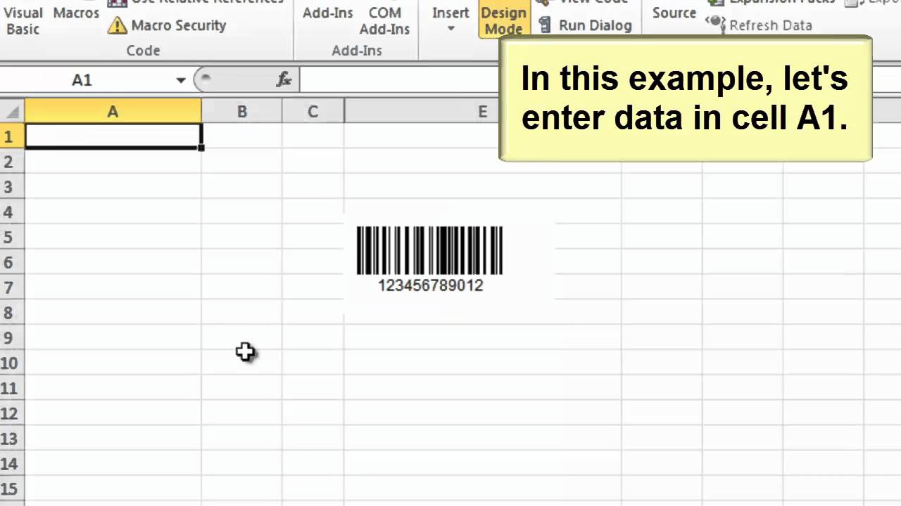 How To Create Barcodes In Microsoft Excel 2010 Using The Barcode Activex Control Youtube 0671