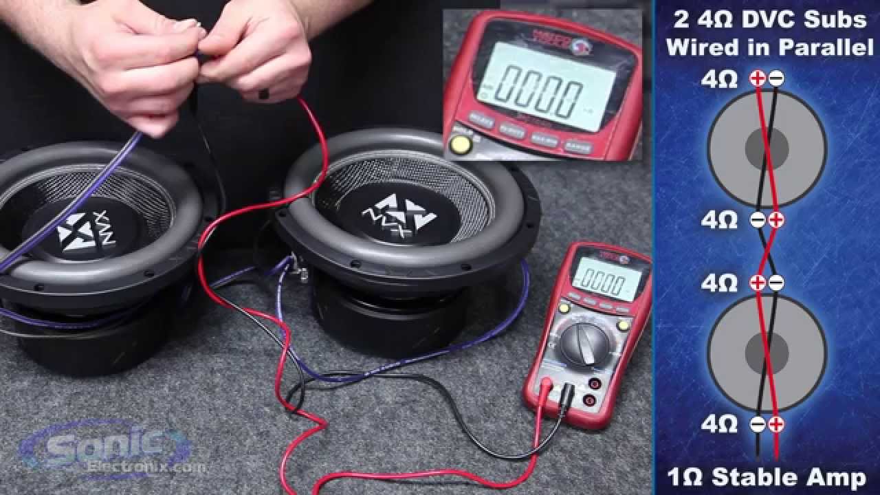 How to Wire Two Dual 4 ohm Subwoofers to a 1 ohm Final ... subwoofer wiring load 