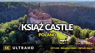 4K virtual walking tour of Książ Castle chambers and gardens