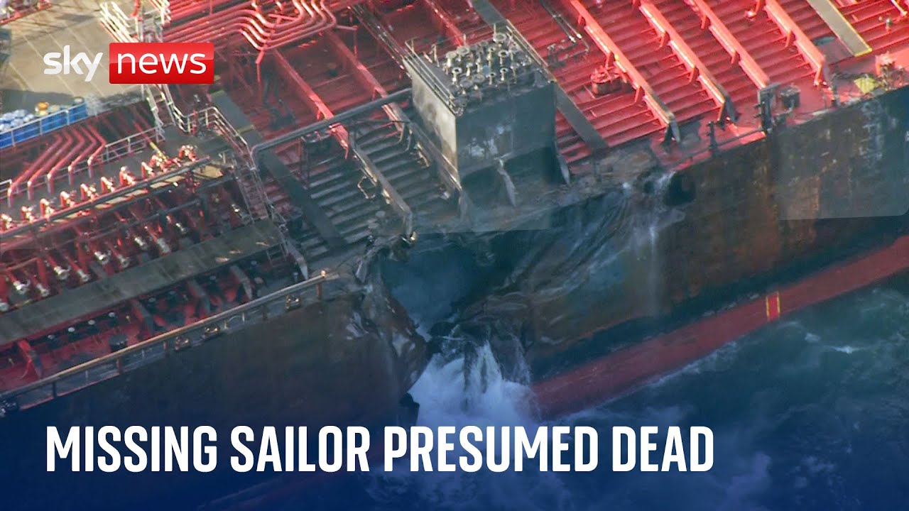 North Sea crash: Missing sailor presumed dead - with cargo ship still on fire and likely to sink