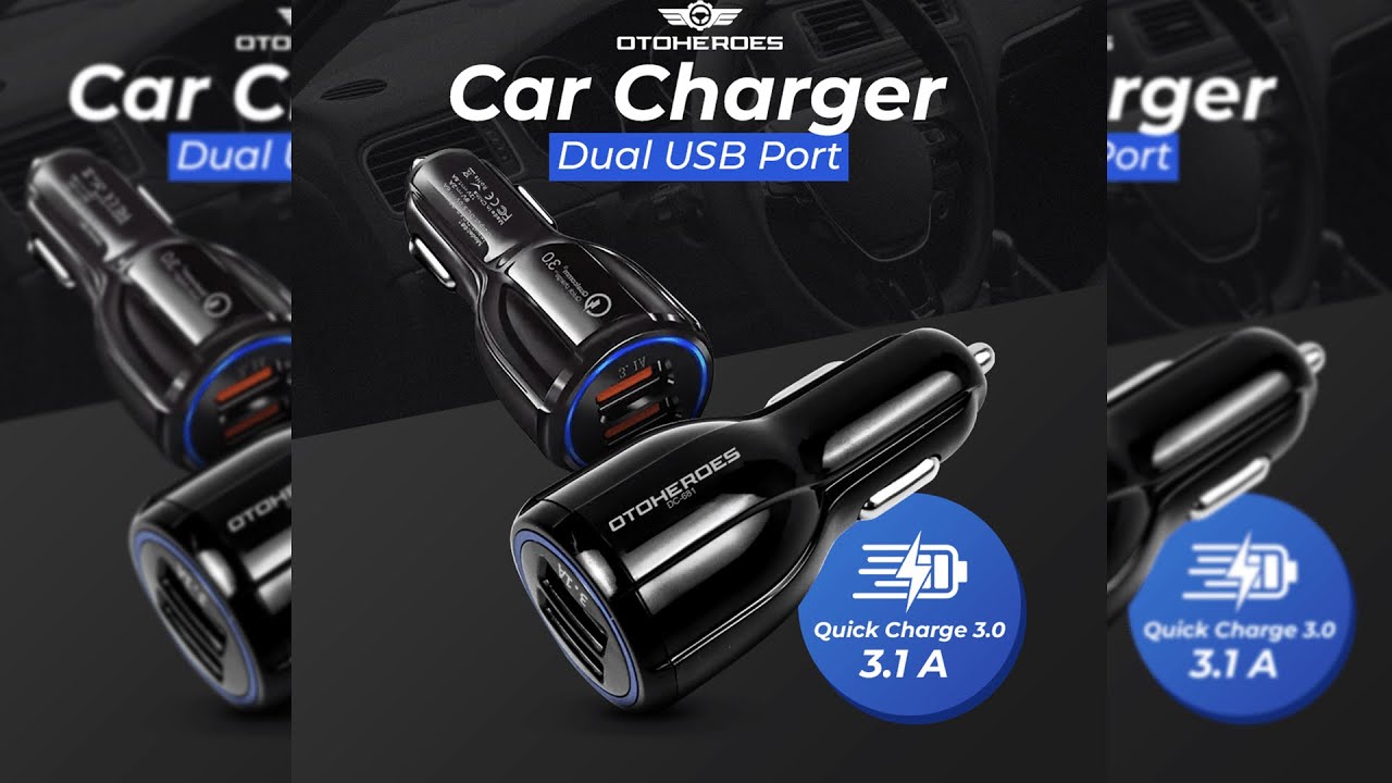 Pratinjau video produk OTOHEROES Car Charger Mobil Fast Charging QC 3.0 Dual USB Port 3.1A - DC-681