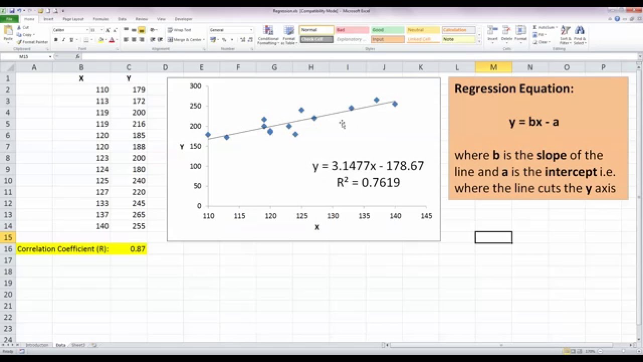 How To... Perform Simple Linear Regression in Excel 2010