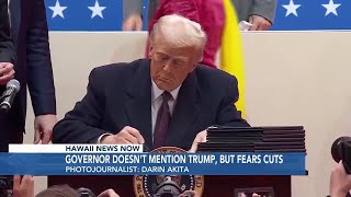 Hawaii governor ignores President Trump in speech, but prepares for potential federal cuts