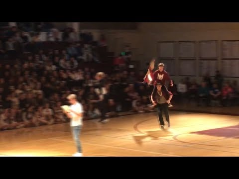 Kid does Fortnite dances in front of whole school, again
