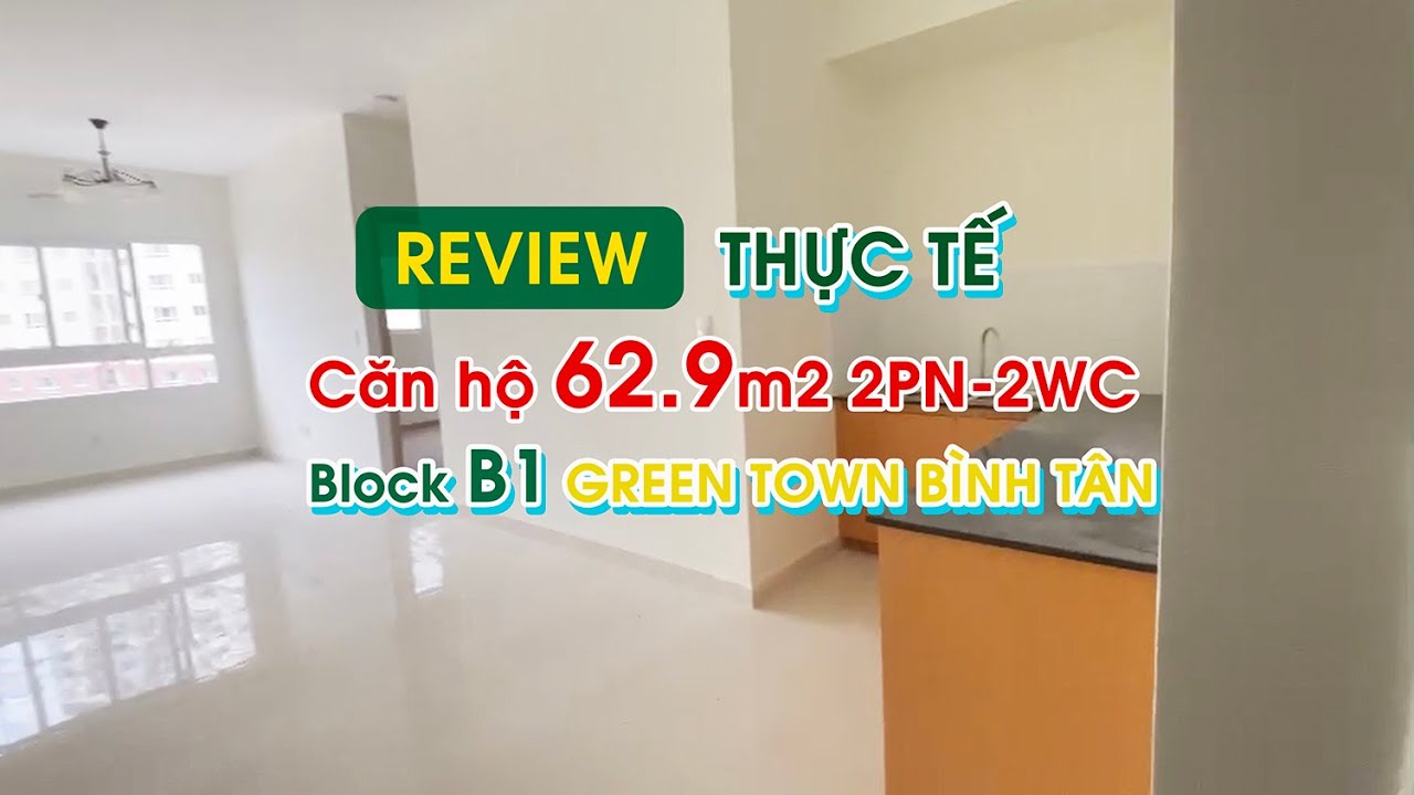 Cho thuê căn 68m2 block B1 mới Green Town Bình Tân giá 7tr/tháng, 2PN 2WC, nhà trống có rèm video