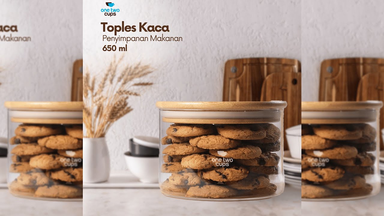 Pratinjau video produk One Two Cups Toples Kaca Penyimpanan Makanan Sealed Storage Glass Jar 580ml - FJ3