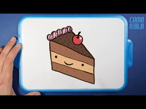 Cómo Dibujar una Tarta de Cumpleaños paso a paso | Dibujo fácil de una torta  Kawaii by Como Dibujo