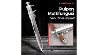 Pratinjau video produk Taffware Pena Pulpen Ballpoint Pen Caliber Measuring Tool Scale Ruler - B100