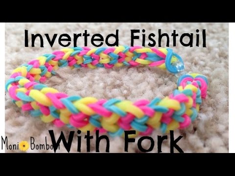 How to make a Invereted Fishtail Rainbow Loom Bracelet On a Fork - YouTube